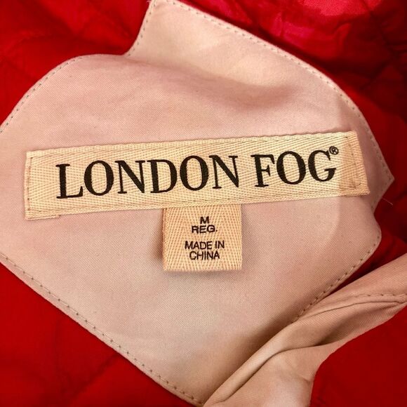 London Fog Womens Fur Hooded Anorak Zip Up Red Coat Snap Button Front Pockets - Picture 5 of 7